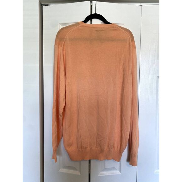 Jos. A. Bank NWT V-Neck Cotton Sweater in Peach Orange, Size XL - Picture 2 of 6